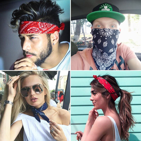 Un Jeune Homme Cool Portant Du Bandana Fixe Sa Manche Image stock