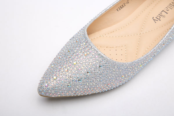 Mila Lady Rhinestone Slip On Point Toe Flat Shoes for Women Wedding Pa ...