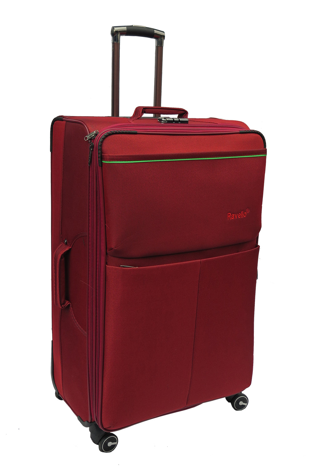 red lightweight suitcase