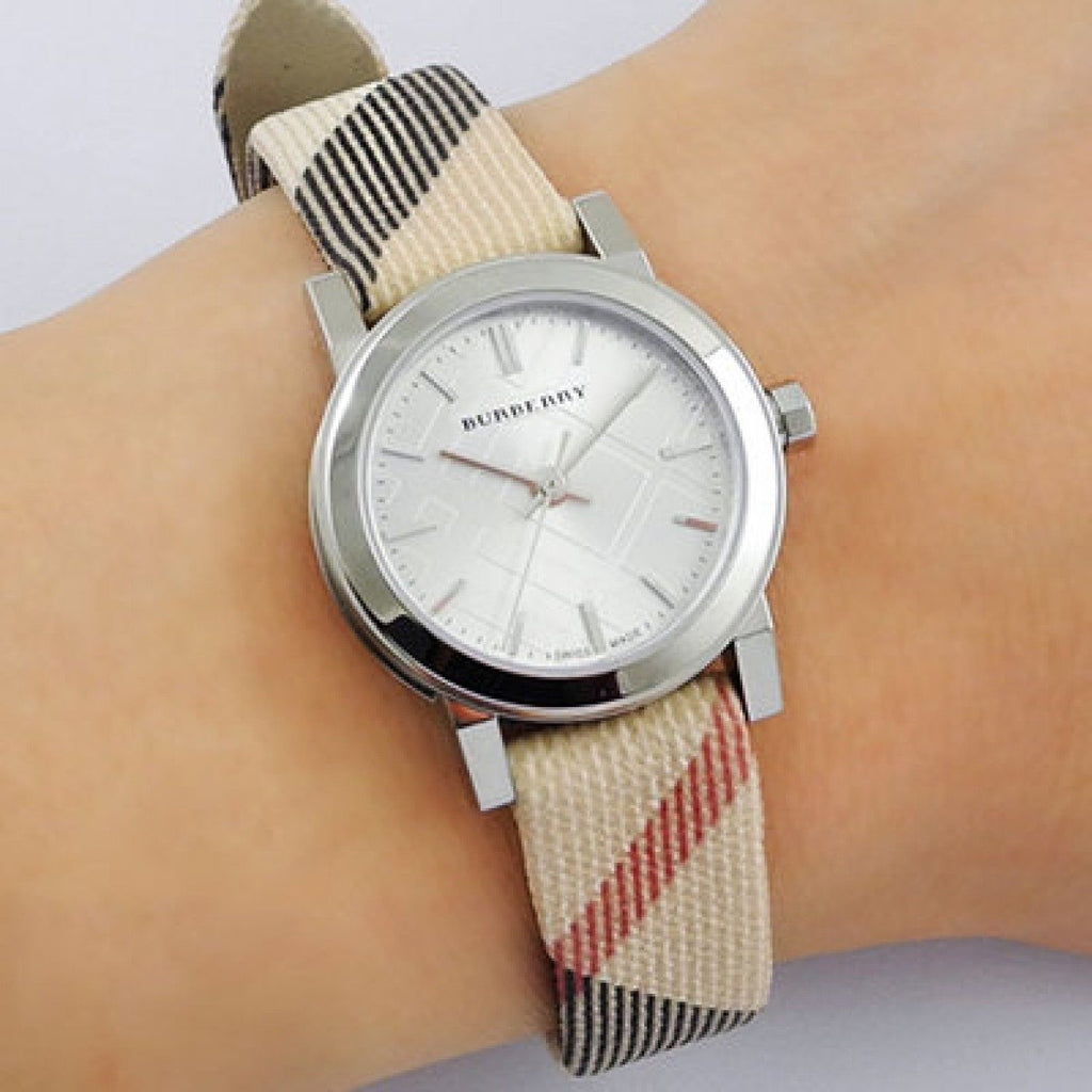 burberry small check strap watch