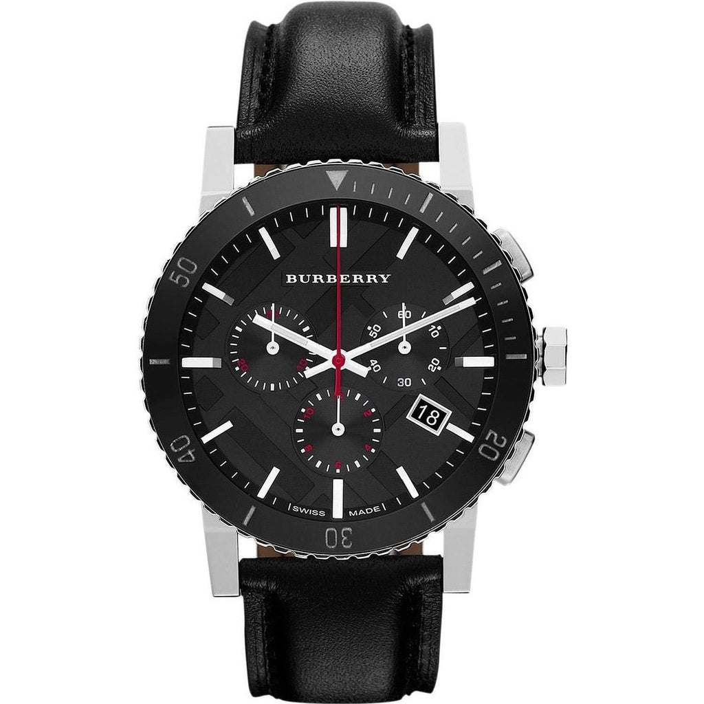 burberry watch black leather