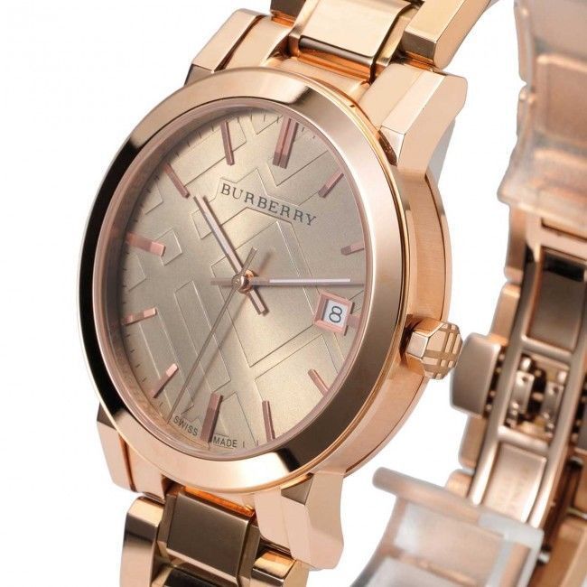 Rose Gold Check Ladies Watch 