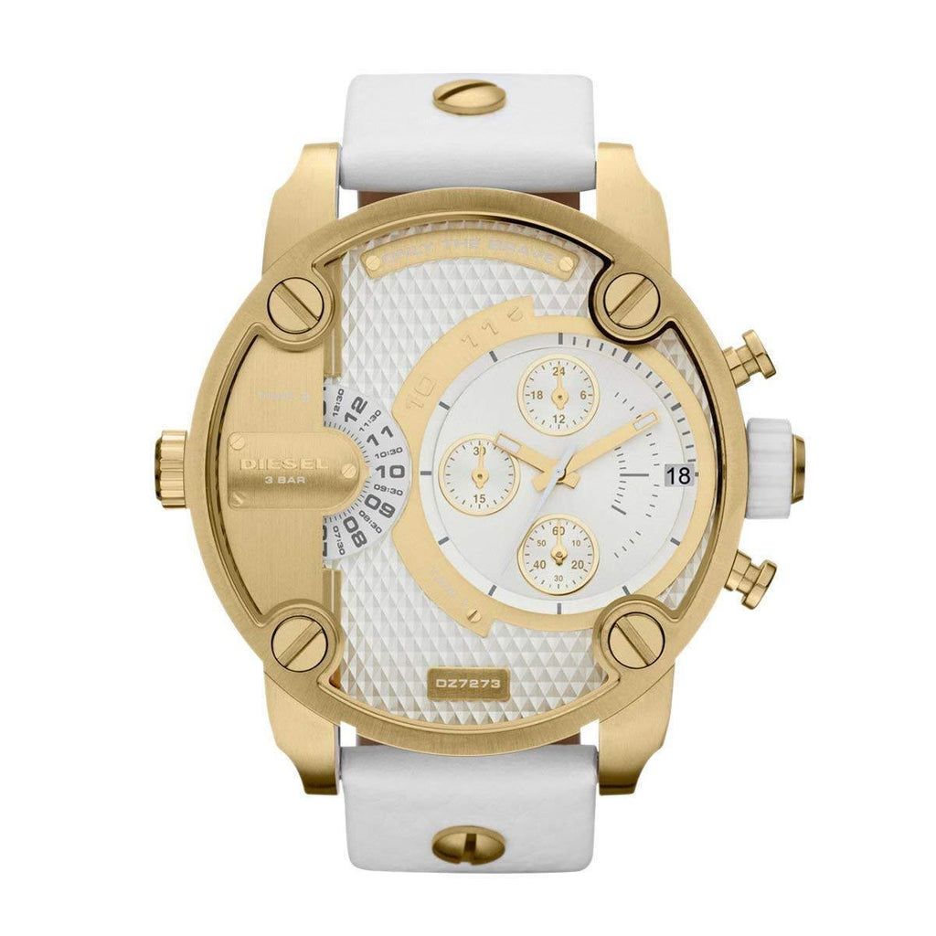 white and gold diesel watch