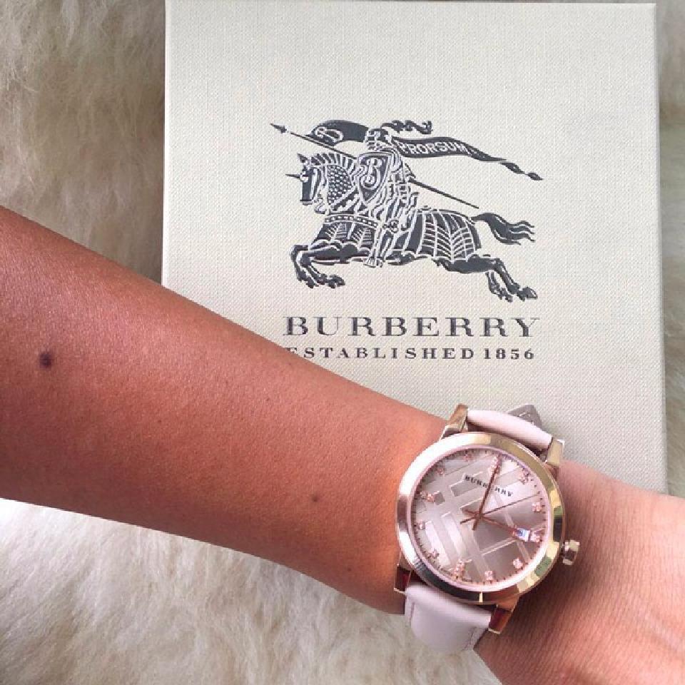 burberry rose gold watch leather strap