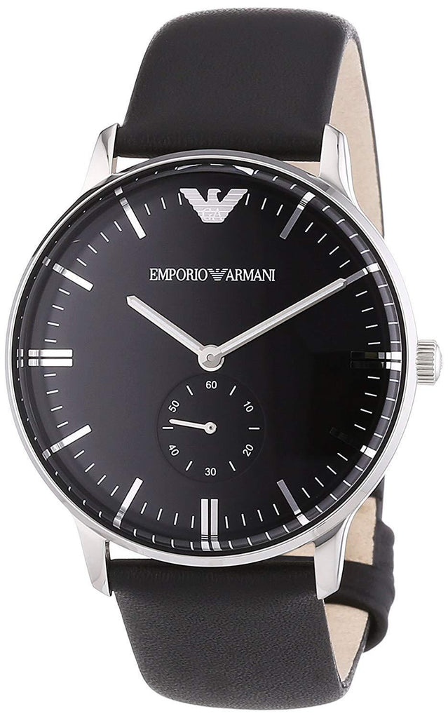 AR0382 Classic Black Leather Mens Watch 