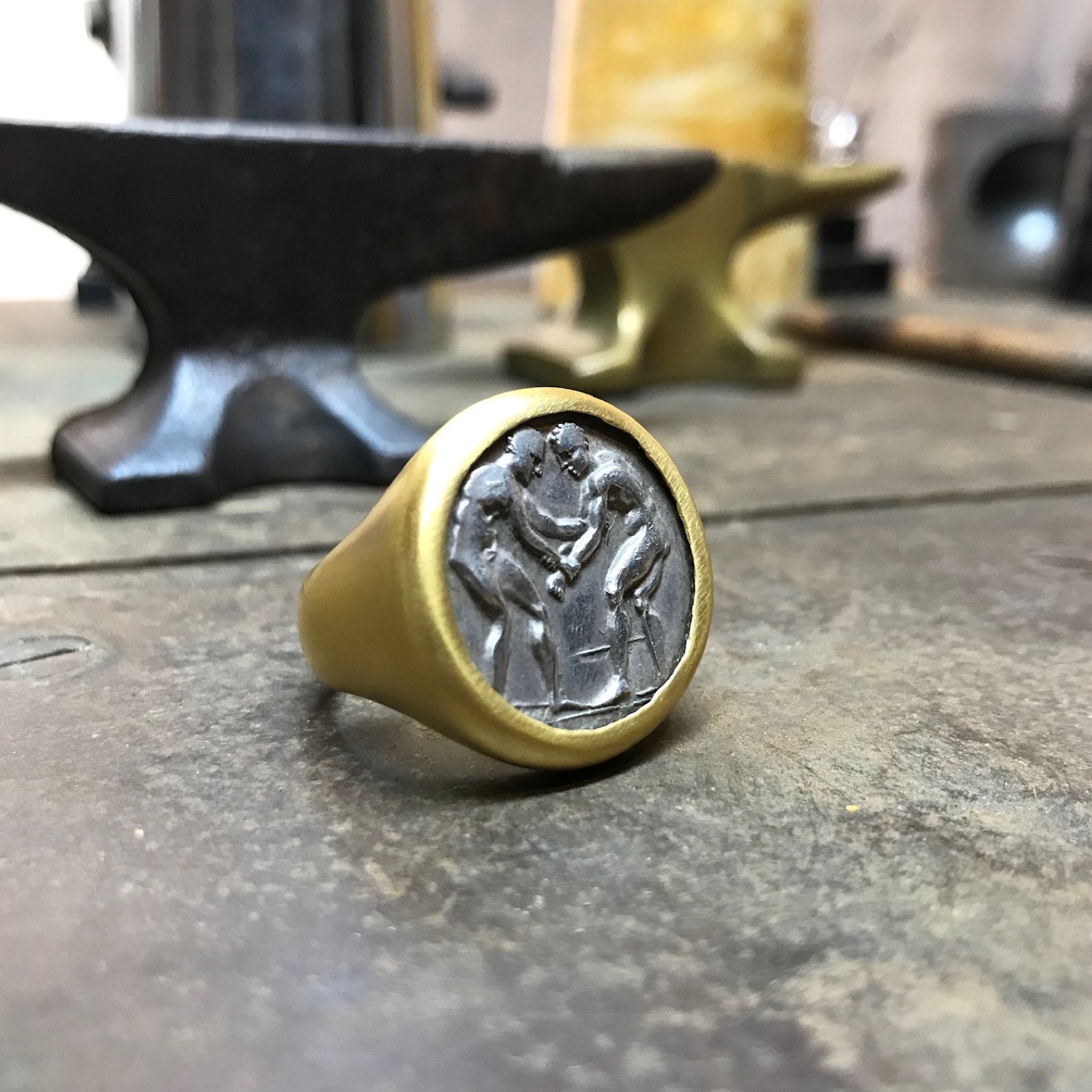 Unique Sterling Silver Hand Engraved Coin Ring with a U.S. $2.50 Indian  Head Gold Coin