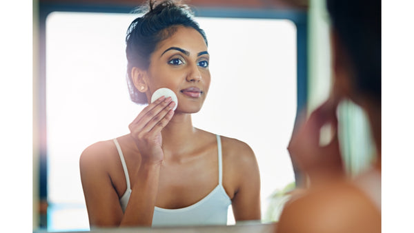 woman taking care of skin