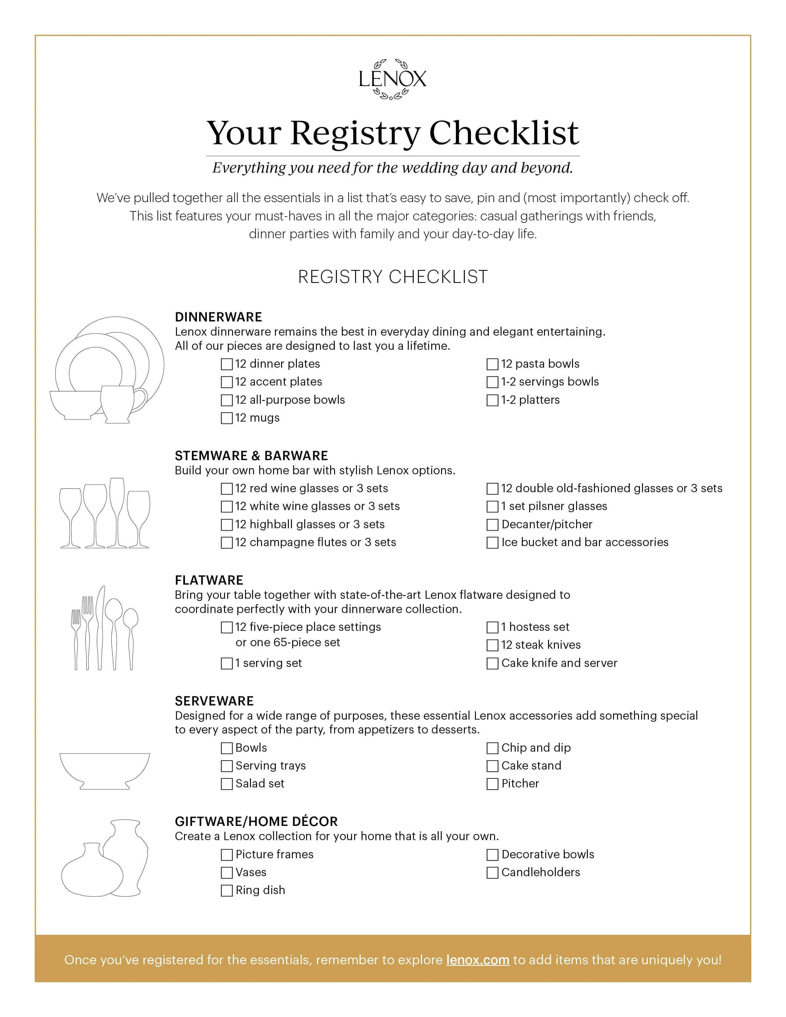The Ultimate Wedding Registry Checklist – Lenox Corporation