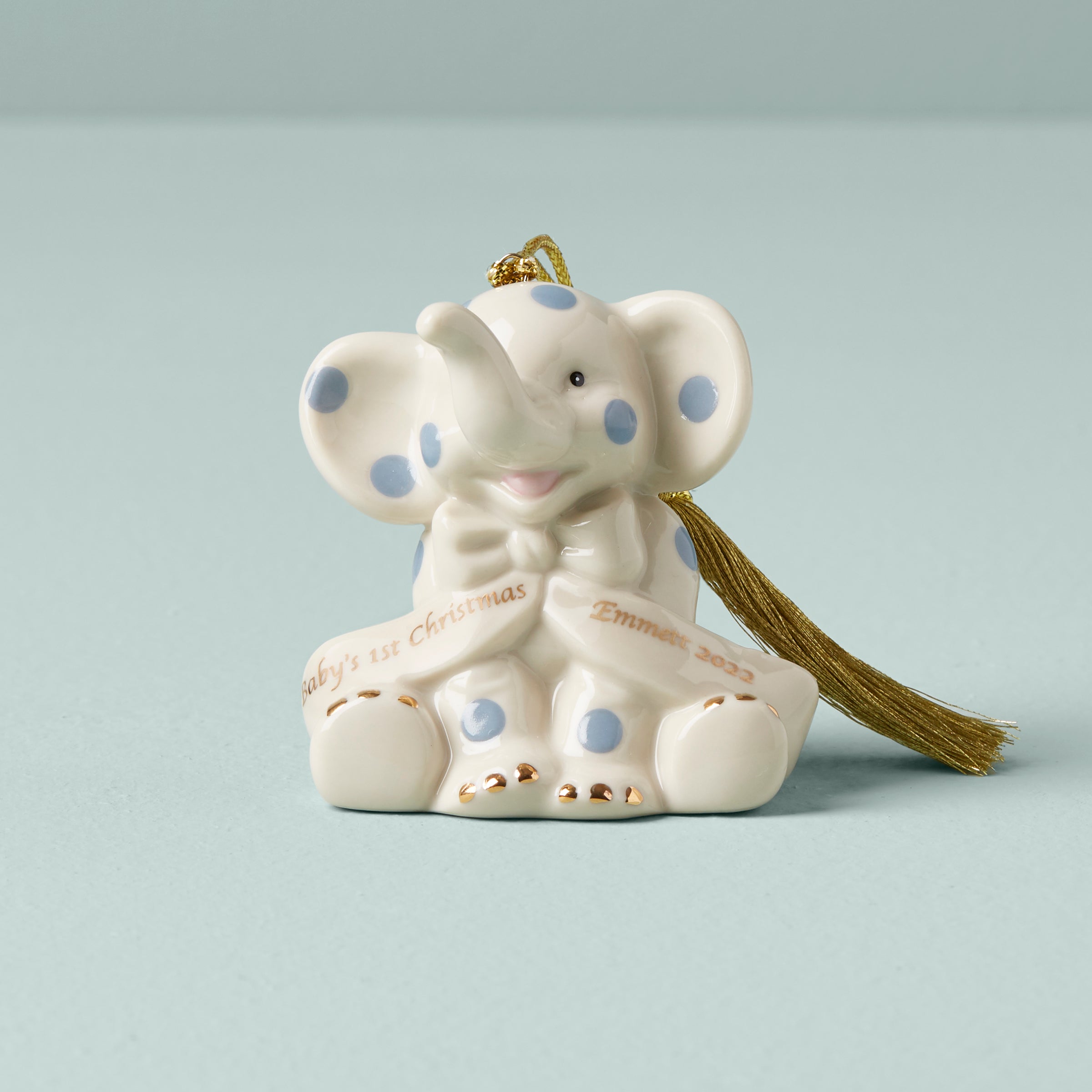 Image of Personalized Baby's Blue Elephant Ornament