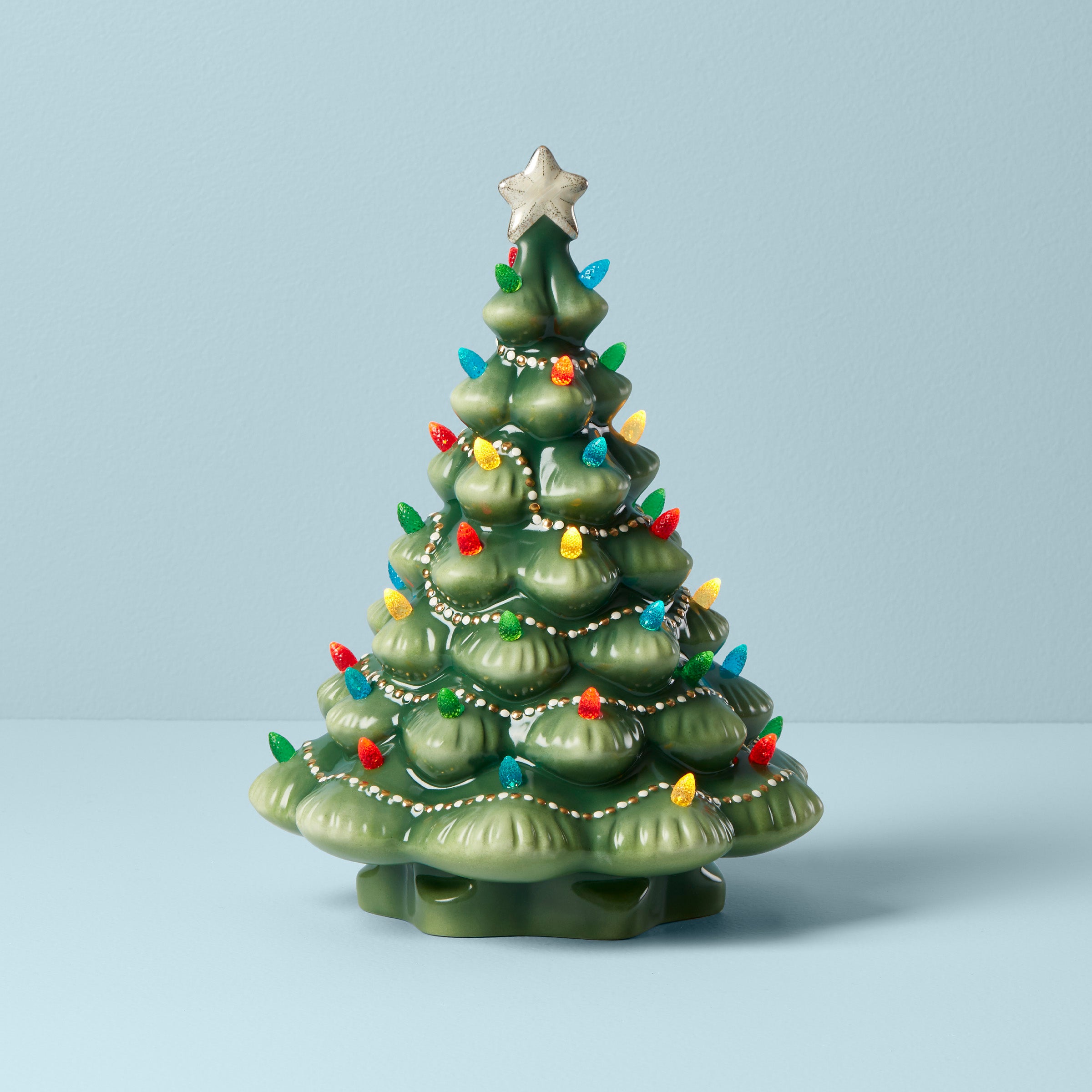 Image of Treasured Traditions Green Porcelain Light-Up Tree