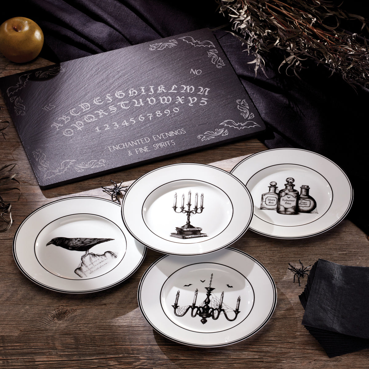 Vintage Halloween 4 Piece Dessert Plate Set Lenox Corporation 