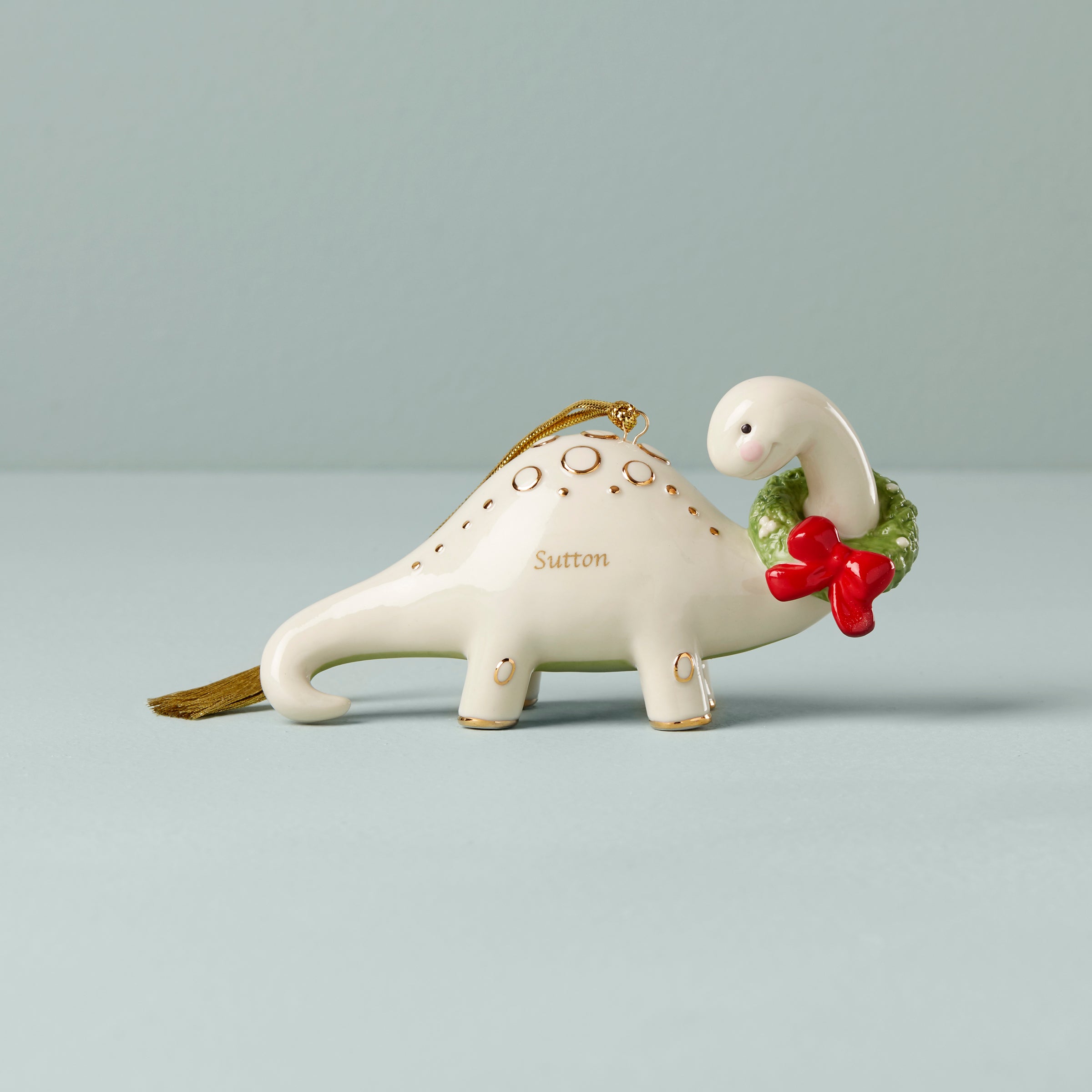 Image of Personalized Dinosaur & Wreath Ornament