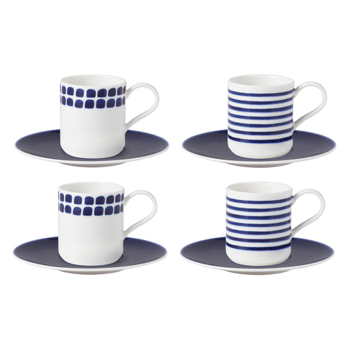 Espresso Cups with Saucers Set of 4 - 3oz - Assorted Neutrals