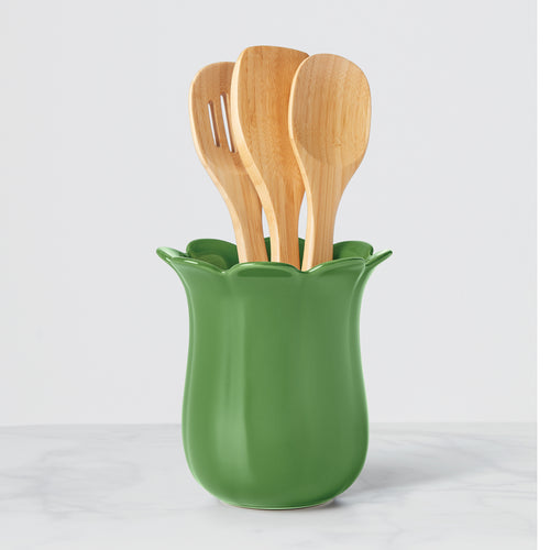 The GG Collection Brown Wood Freestanding Utensil Crock in the