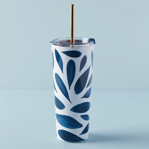 DOTS SILICONE TUMBLER WITH STRAW - Blue green