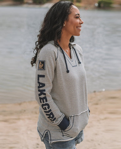 Lakegirl Grey Striped Weekender Hoodie