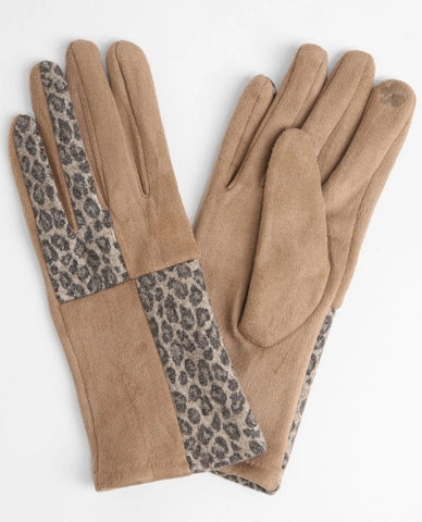 LEOPARD AND COLORBLOCK GLOVE JG862