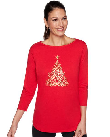 RUBY RD 38790 GOLD TREE HOLIDAY TOP