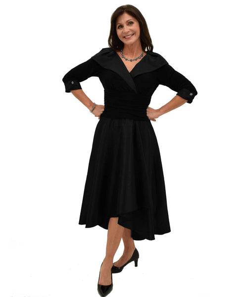 black dress with collar and sleeves