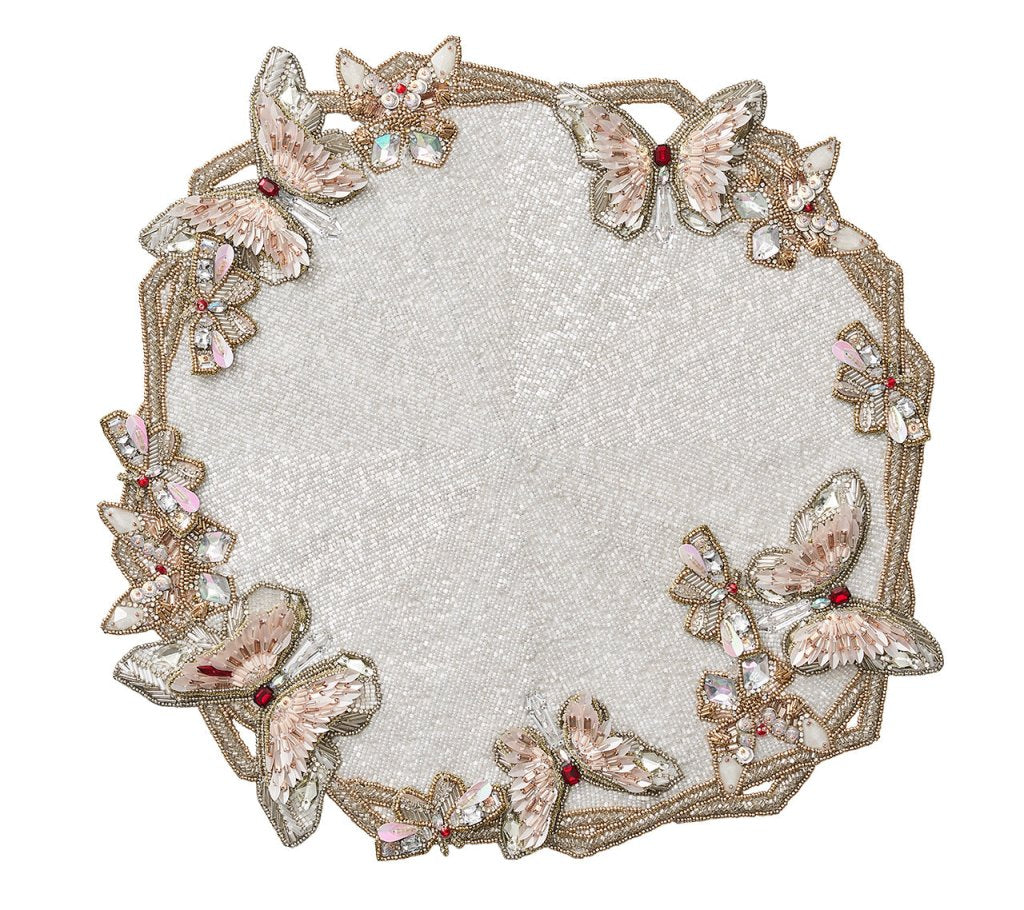 BACCARAT X KIM SEYBERT
Diamant Butterflies Placemat in White & Blush, Set of 2 in a Gift Box