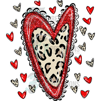 Red and Brown Leopard heart - Bling3t