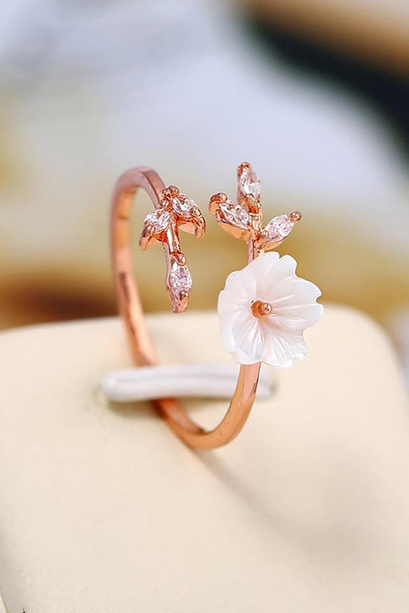 Elana Cute Beautiful White Flower Rose Gold Wrap Ring – Jewolite