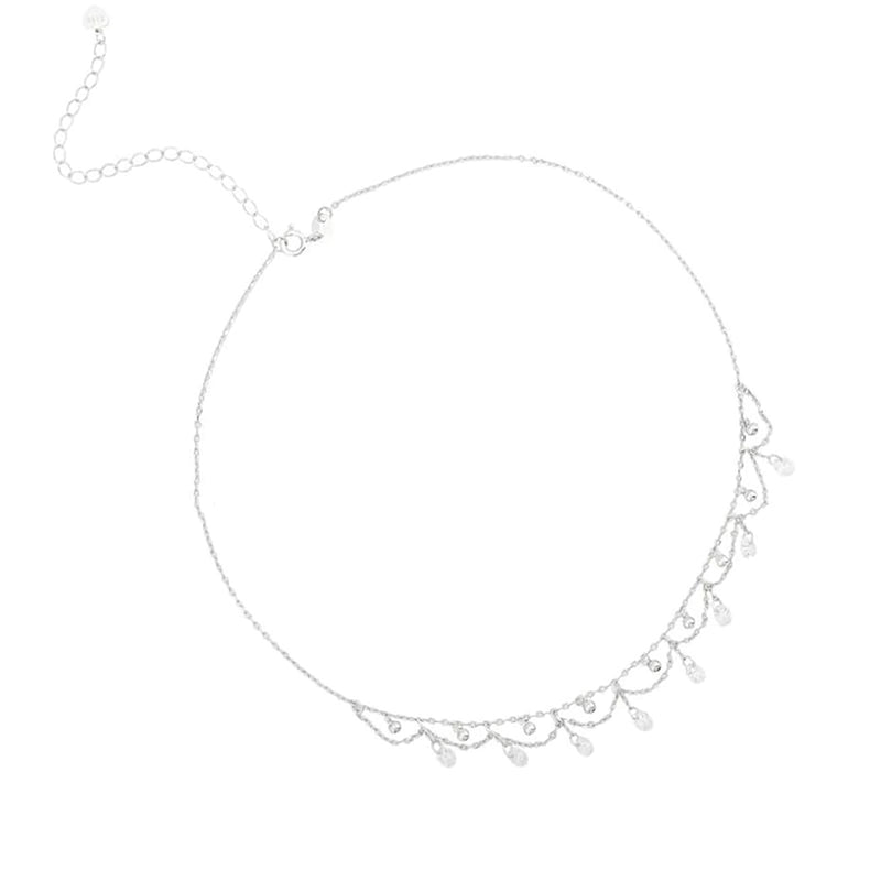 Jasmine Cute Lace Crystal Chandelier Choker Necklace in Silver – Jewolite