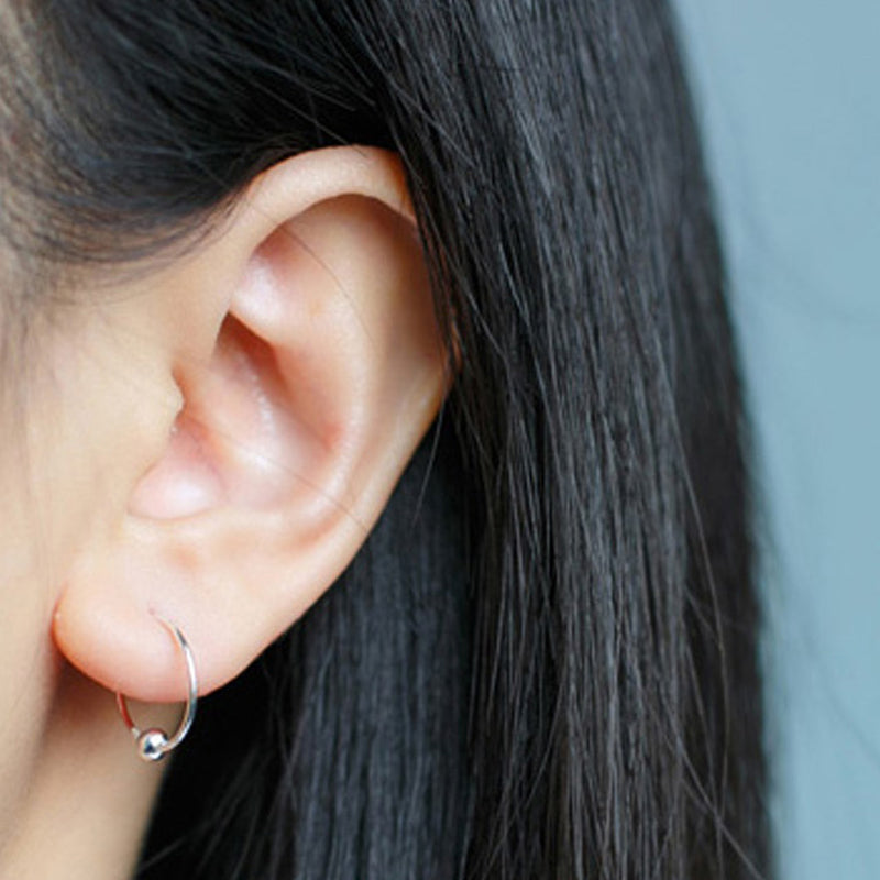 silver hoop earrings for top of ear