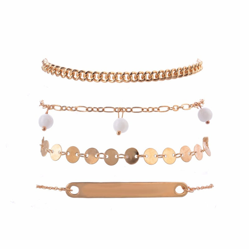 Samantha Cute Modern Gold Chain Bracelet Set 4 Pieces – Jewolite