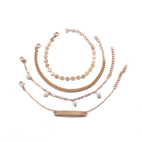 Samantha Cute Modern Gold Chain Bracelet Set 4 Pieces – Jewolite