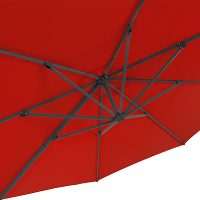 crimson red deluxe offset patio umbrella with base 500 Series detail image CorLiving#color_crimson-red