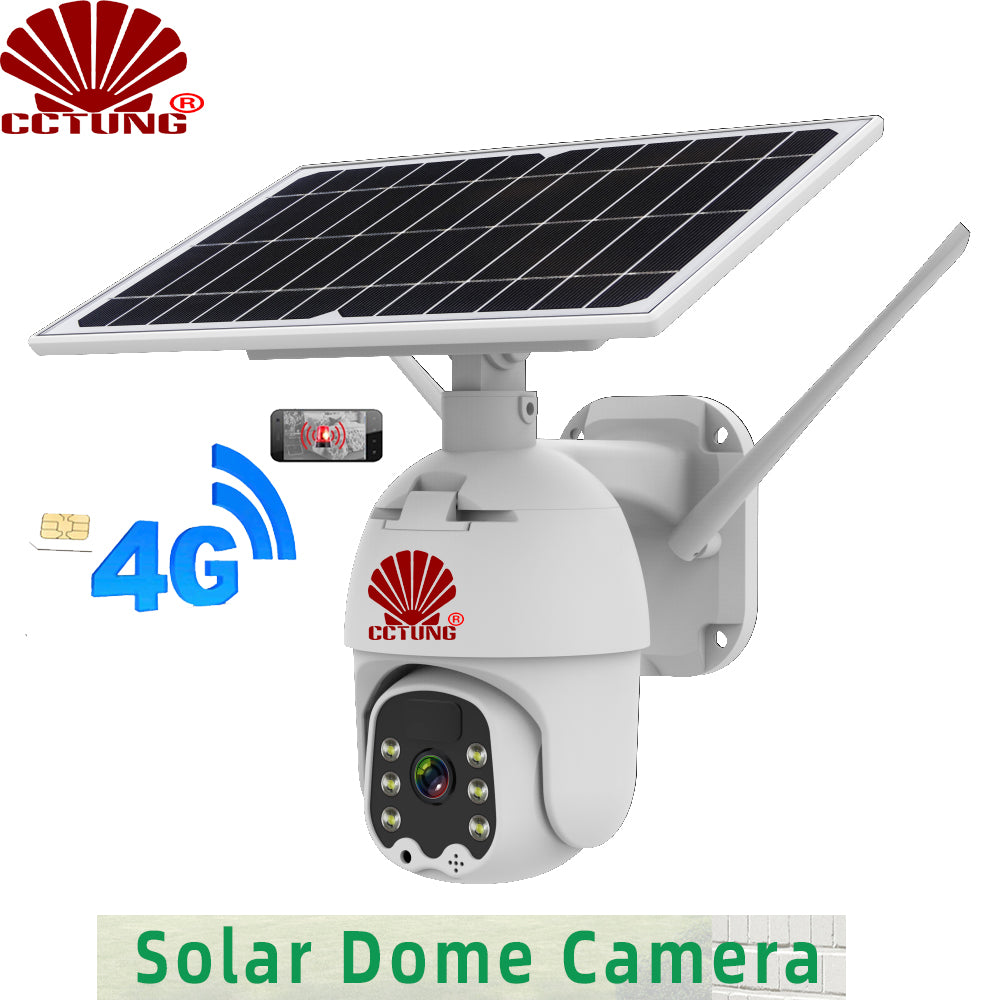 WIFI Alarm Intelligent Solar PTZ Dome Camera with Mobile APP 1080P HD Live Video Moitoring Cloud & Local Storage IP65 Waterproof