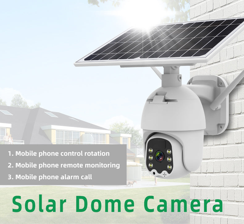 WIFI Alarm Intelligent Solar PTZ Dome Camera with Mobile APP 1080P HD Live Video Moitoring Cloud & Local Storage IP65 Waterproof