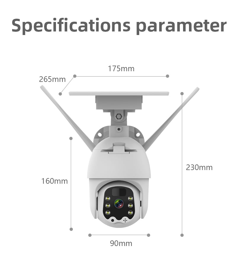 WIFI Alarm Intelligent Solar PTZ Dome Camera with Mobile APP 1080P HD Live Video Moitoring Cloud & Local Storage IP65 Waterproof