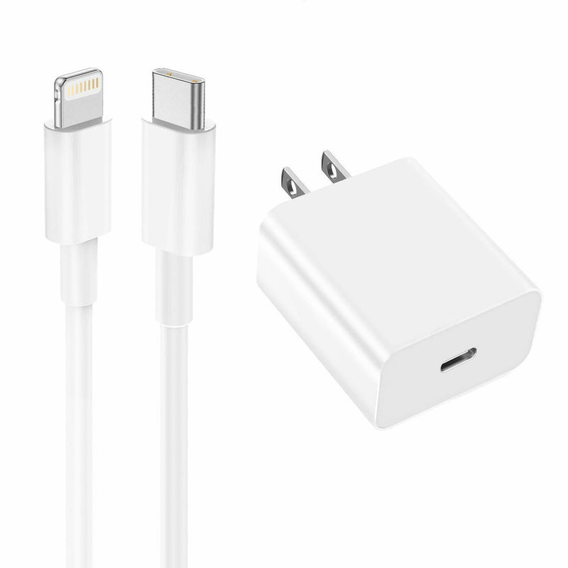 20W Fast Charger USB-C Power Adapter & Lightning Cable for Phone 12 Pr ...