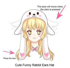 Funny Bunny Hat With Pop Up Ears When Pressing Paws Hotong