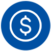 Icono estilizado de color azul con un signo de dólar blanco en el centro, indicando posiblemente una temática financiera o monetaria.
