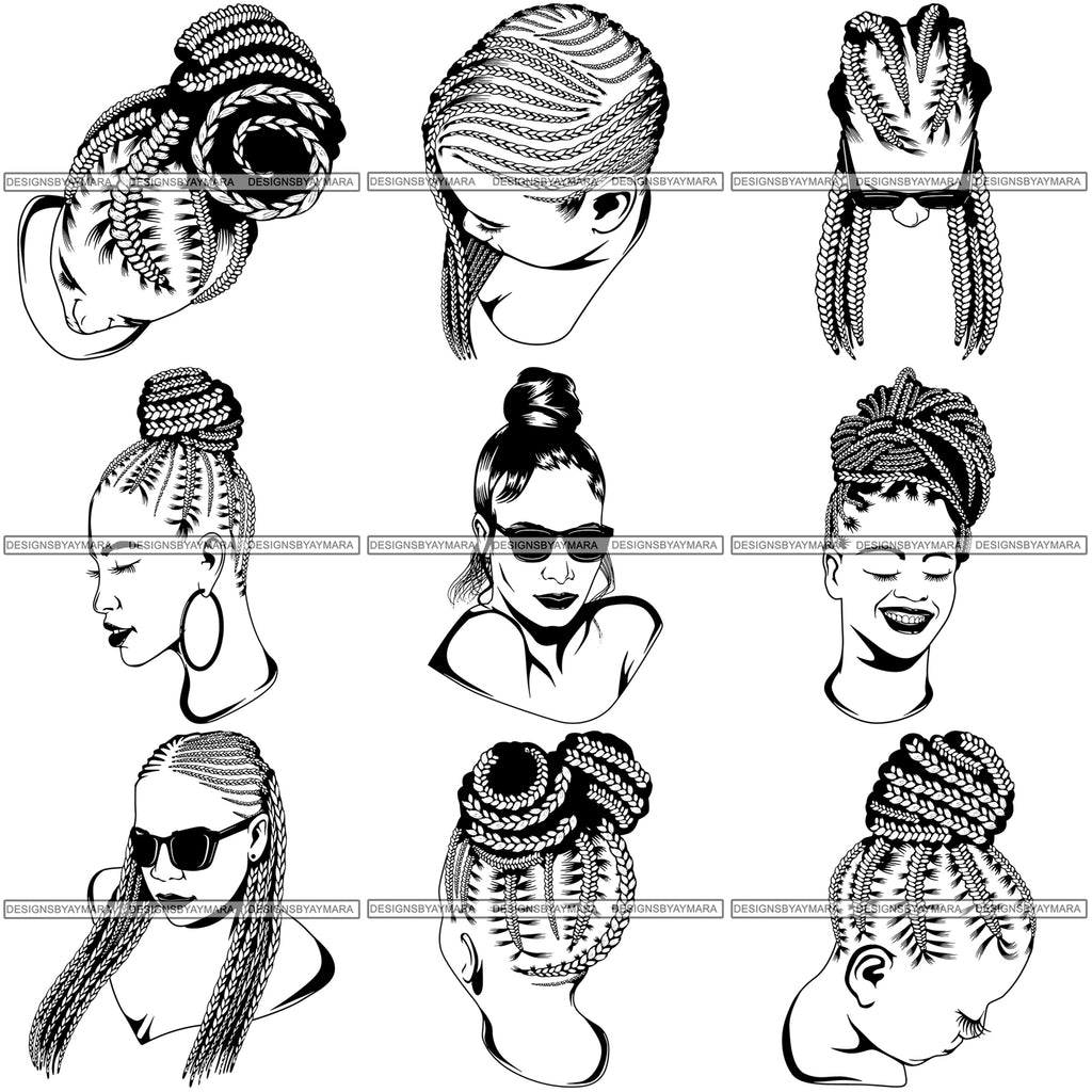 Download Super Bundle 100 Afro Woman Braids Dreads Dreadlocks Hairstyle Svg Cut Designsbyaymara