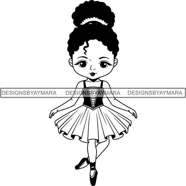 Afro Black Ballerina Baby Girl Ballet Dancer .SVG Cut Files For Silhouette and Cricut