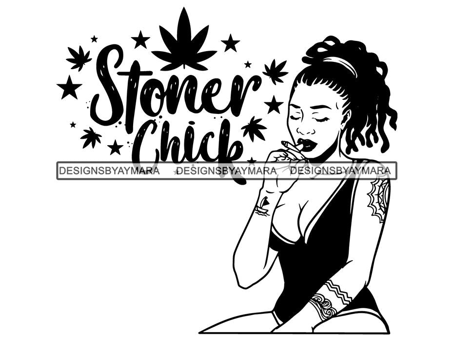 Download Woman Smoking Pot Deadlock Braids Hairstyle Rasta Queen Blunt Weed Can - DesignsByAymara