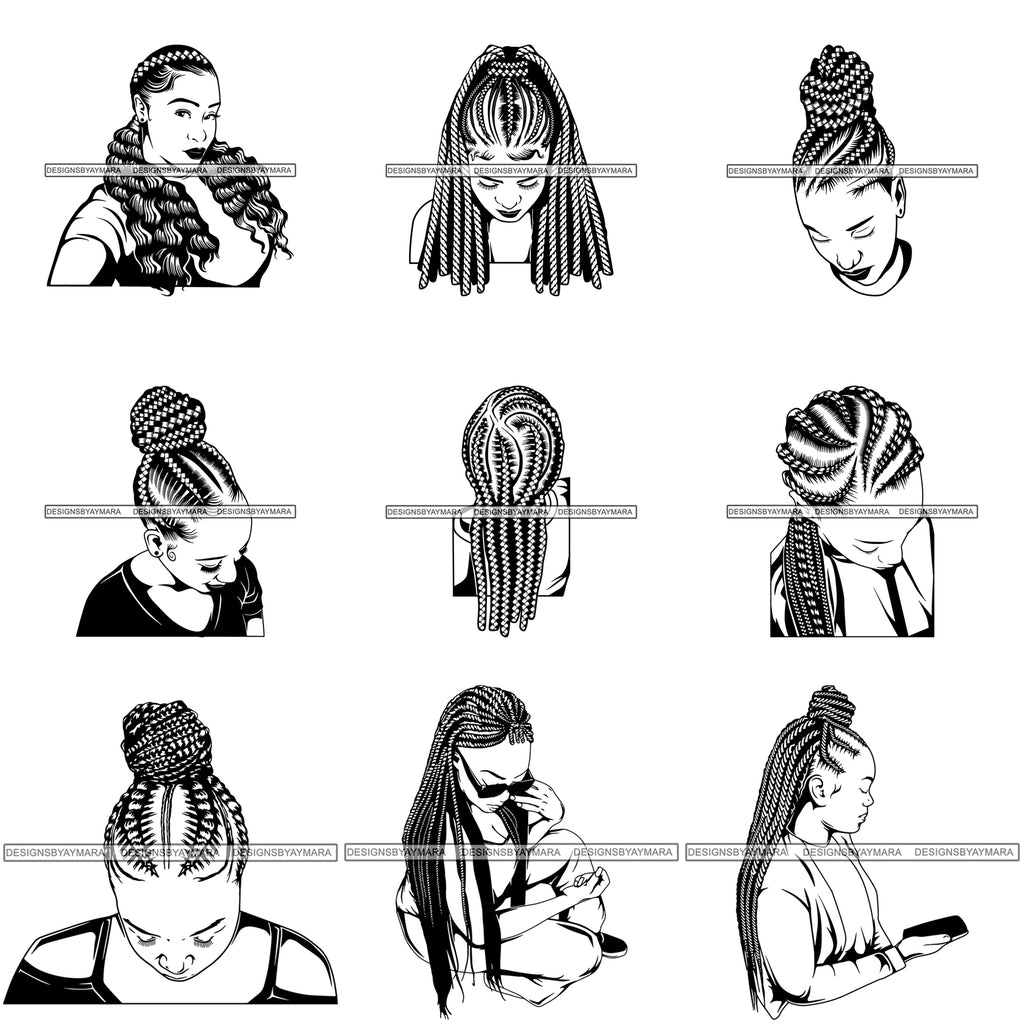 Download Super Bundle 100 Afro Woman Braids Dreads Dreadlocks Hairstyle Svg Cut Designsbyaymara