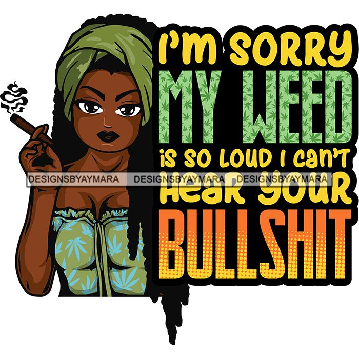 Download Afro Lola Smoking Pot Quotes Weed Joint Blunt Cannabis Marijuana SVG C - DesignsByAymara