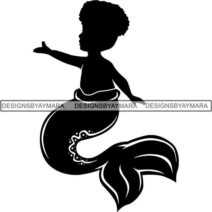 Download Afro Cute Baby Girl Mermaid Fantasy .SVG Cut Files For ...