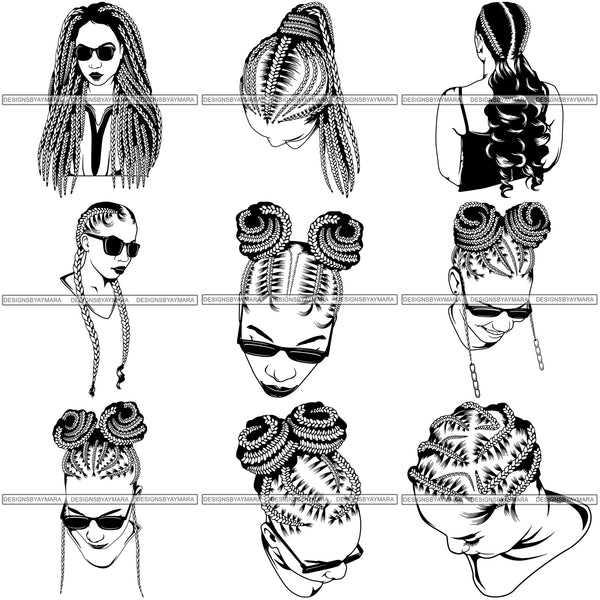 Download Super Bundle 100 Afro Woman Braids Dreads Dreadlocks Hairstyle SVG Cut - DesignsByAymara