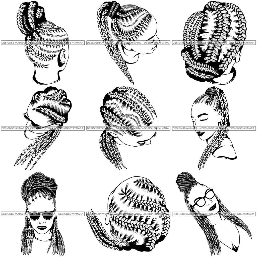 Super Bundle 100 Afro Woman Braids Dreads Dreadlocks Hairstyle Svg Cut Designsbyaymara
