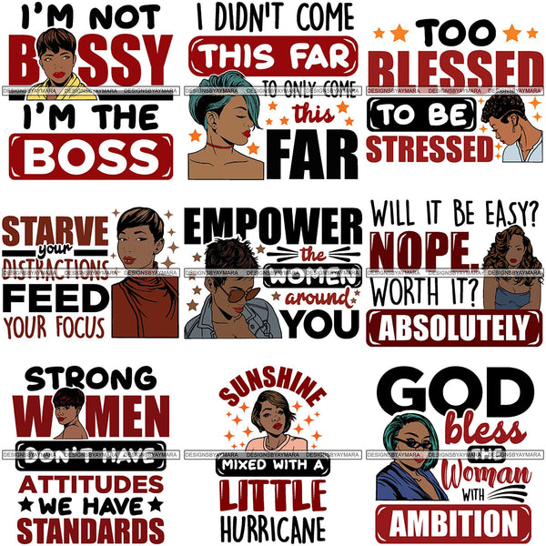 Download Bundle 9 Strong Successful Afro Woman Quotes .SVG Cutting ...
