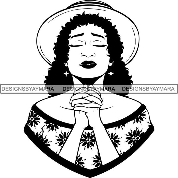 Download Latina Woman Praying God .SVG Cut Files For Silhouette and Cricut - DesignsByAymara