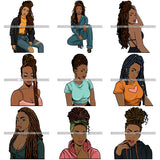 Bundle 9 Afro Woman Braids Dreadlocks Sister-Locks Dreads Locks Hairstyle .SVG Cut Files For Silhouette and Cricut