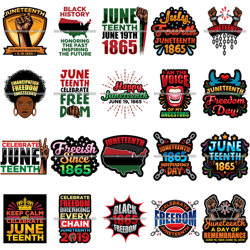 Download Bundle 20 Juneteenth Celebration June 19 Emancipation Freedom Holiday Designsbyaymara