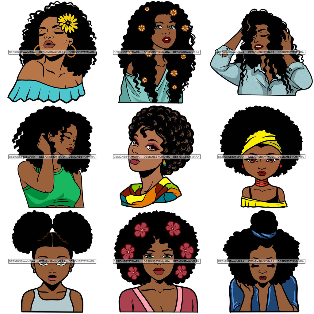 Download Bundle 9 Afro African American Lady Woman Classy Nubian SVG Cutting Fi - DesignsByAymara